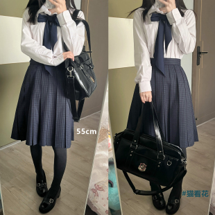 【小序TR长裙】猫看花原创jk格裙细格55/65cm校供感百褶中长裙