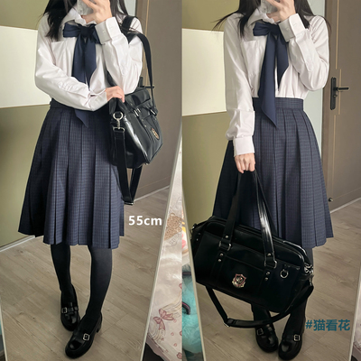 【小序TR长裙】猫看花原创jk格裙细格55/65cm校供感百褶中长裙