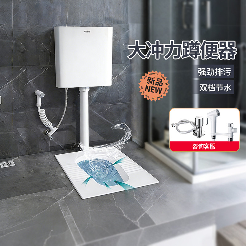 箭牌卫浴蹲便器冲水箱套装蹲坑式蹲厕便盆家用防溅卫生间大便池16图片