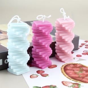 车旺达模具 新款棉花糖蜡烛模具手工diy小众旋转方块蜡烛材料模具