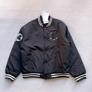 2025冬新品 男女童黑色中性风立领夹棉棒球服棉衣短款外套