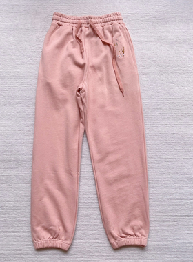 外贸童装 男女宝灰色中童松紧腰毛圈棉修身版休闲运动裤儿童裤子