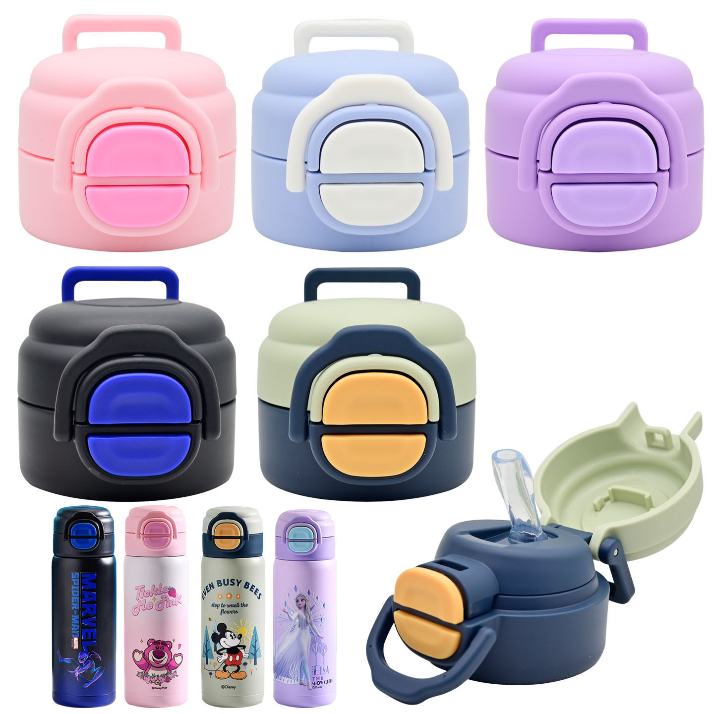 适合迪士尼儿童保温杯吸管杯盖米奇双饮水杯盖子食品级配件30号