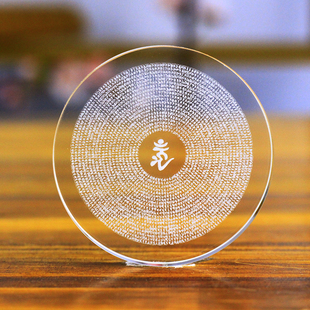 水晶玻璃内雕定制楞严咒挂坠车挂件随身圆形K5料雕刻饰品配件透明