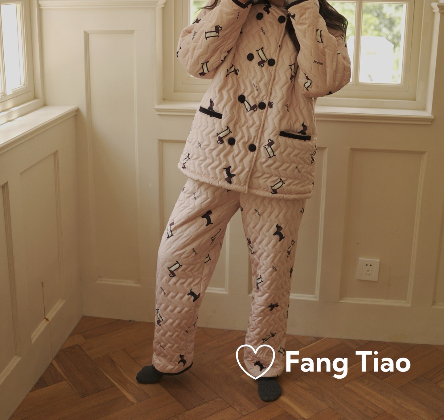 FT2025冬季新款原创三层夹棉加厚保暖家居服套装女可外穿睡衣套装