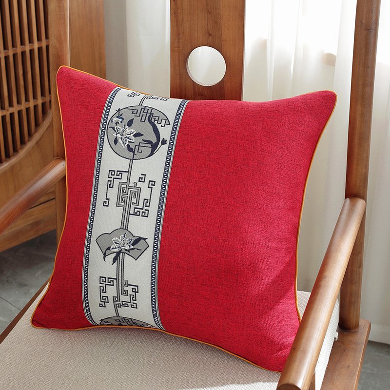 新中式棉麻抱枕轻奢床头软包靠枕客厅红木椅子腰枕靠垫沙发抱DD99