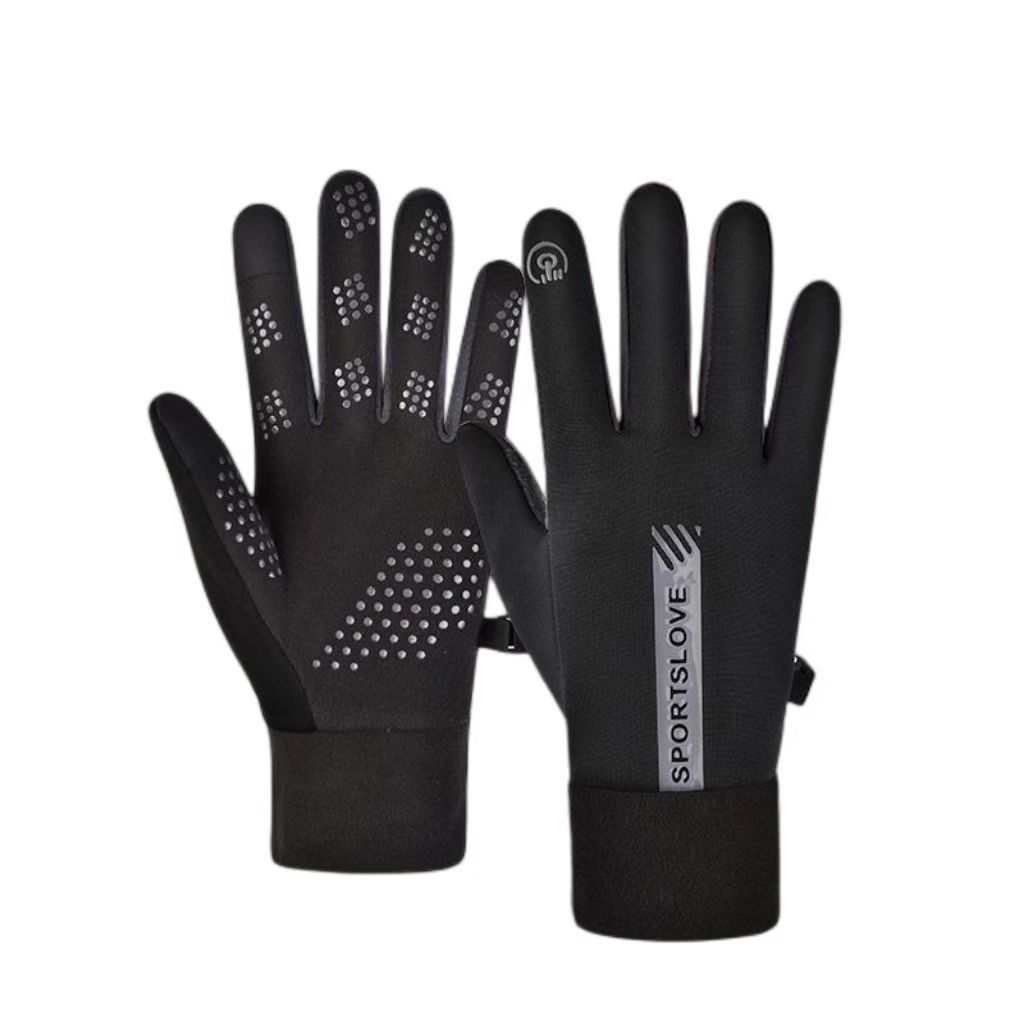 冬季保暖加绒触屏手套电动车防风户外骑行自行车男女秋冬德绒AA95