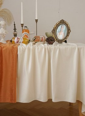 橘黄橙色丝绒桌布新年甜品台布婚礼庆生日宴会布展装饰布置高DD64