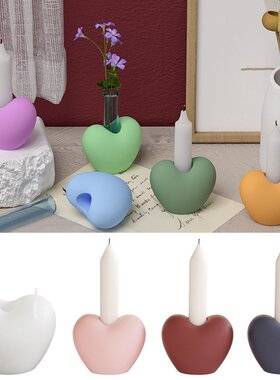diy石膏滴胶香薰蜡烛台模具3D立体爱心蜡烛底座摆件硅胶模具S09