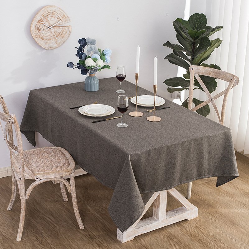 日式棉麻桌布防水防油纯色新中式长方形台布防尘盖巾茶几餐桌DD75
