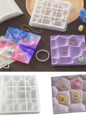 diy热换饰品展示架模具几何水立方石膏托盘硅胶模具S55