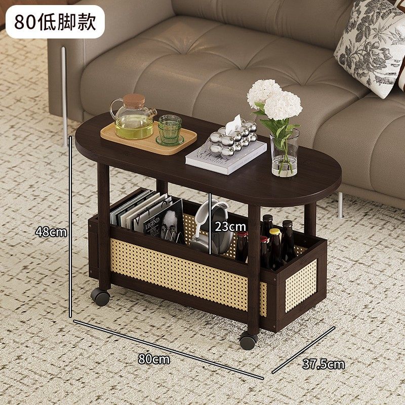 新款小户型家用可移动茶几沙发边几客厅带轮零食书籍收纳架置EC78,住宅家具,移动边几/推车,淘宝优惠券,粉丝福利购,淘宝优惠卷