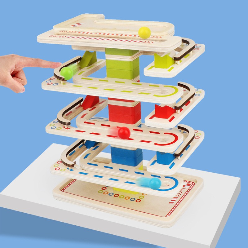 轨道滚珠积木儿童益智玩具 男女孩滚珠迷宫木质走珠亲子游戏AC40