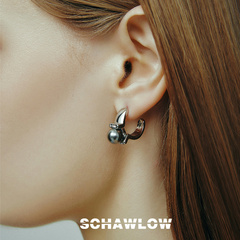 SCHAWLOW肖洛黑珍珠耳环女新款潮气质网红耳饰小众设计感耳钉耳饰