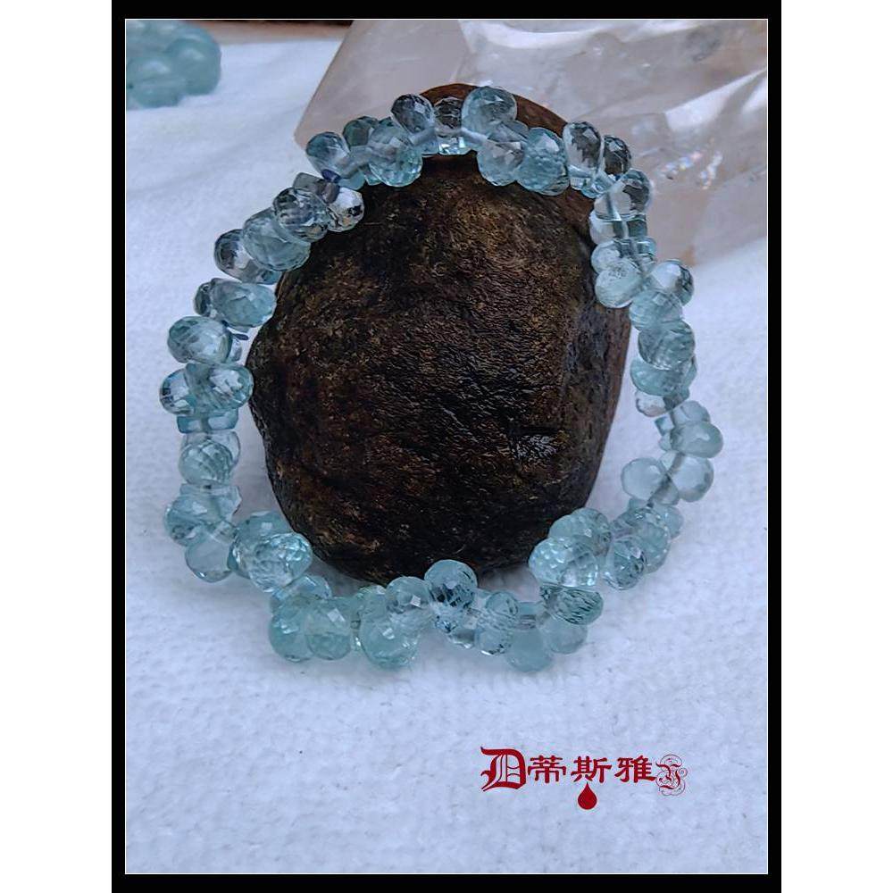 老料海蓝宝香港师傅手工切模级精品收藏手链闪亮剔透时尚送人勇气