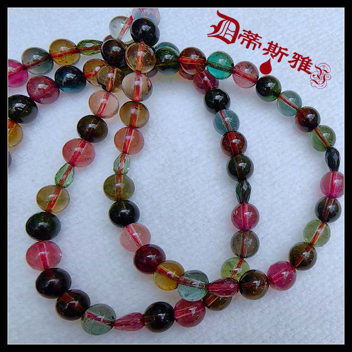 新年洪福奇宝~蒂斯雅天然巴西碧玺深浓艳丽多彩6.8MM项链可拆手链