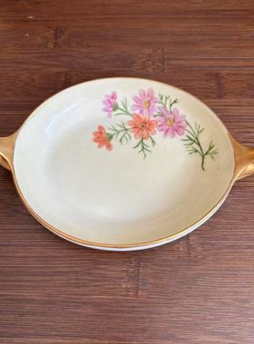 Royal Epiag 捷克老瓷器 波西米亚手绘鎏金双耳糖碟 稀有手提托盘