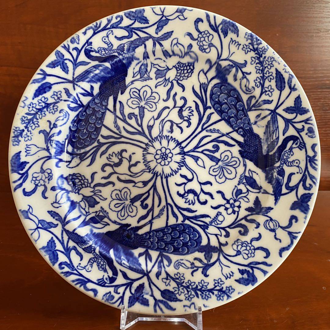 皇家皇冠德比 Royal Crown Derby 青花鸟摆件瓷盘 英国古董收藏碟