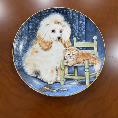 Royal Worcester 皇家伍斯特 1989年可爱宠物猫狗装饰收藏碟挂盘