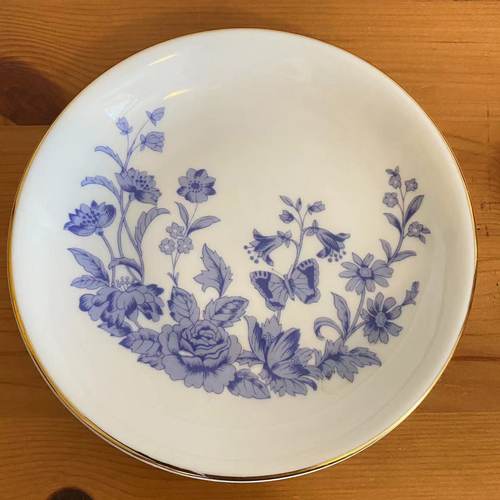 AYNSLEY 安兹丽 Cottage Blue 蓝色小屋骨瓷装饰小盘 英国 首饰碟