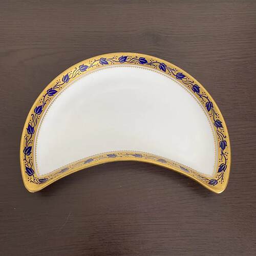 Spode Copelands 斯波德 古董鎏金半月形瓷碟 摆件装饰盘甜品碟