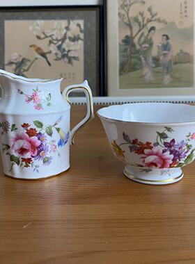 Royal Crown Derby 皇家皇冠德比 中古收藏瓷器花束奶壶 花卉糖碗
