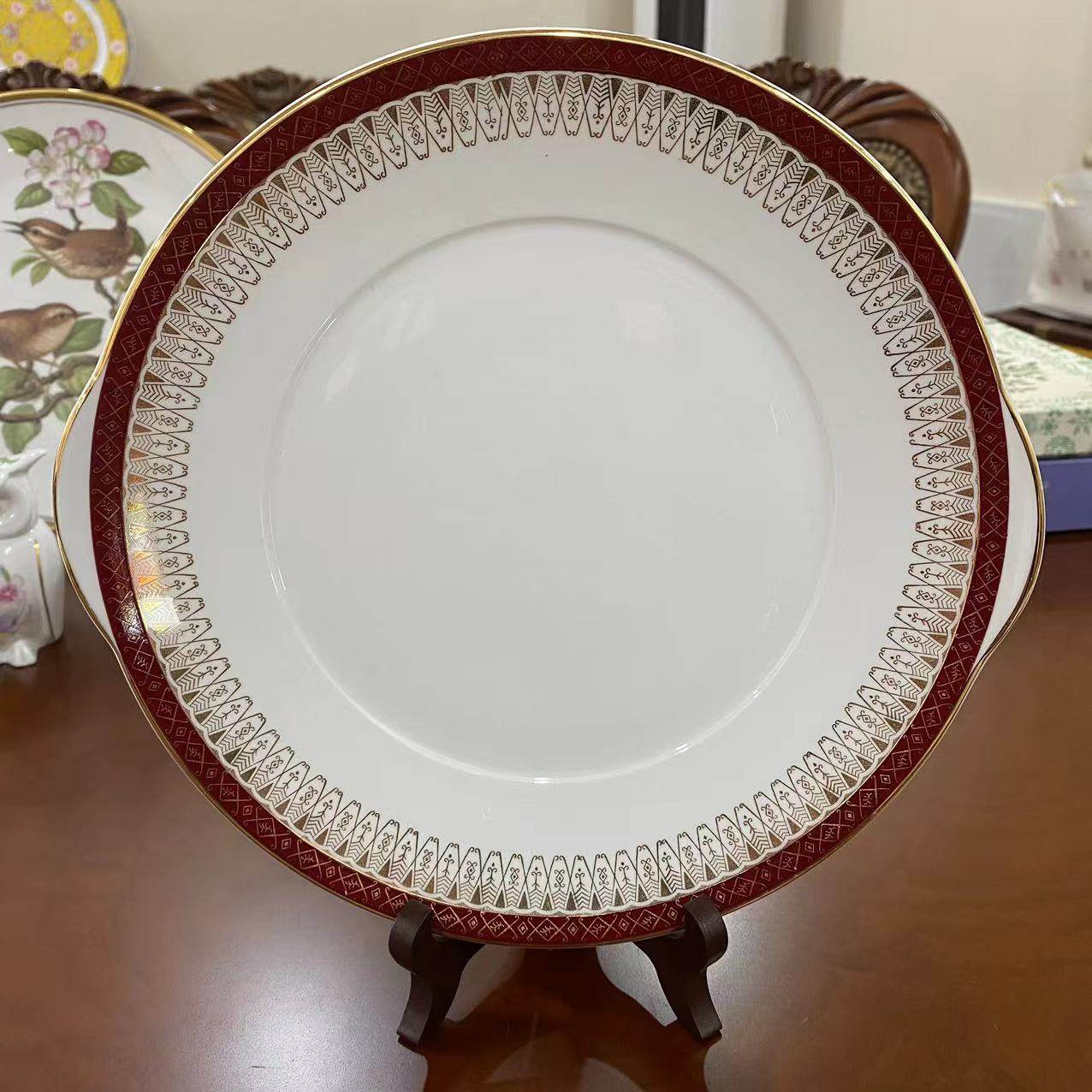 Royal Grafton 皇家格拉夫顿 双耳圆形骨瓷蛋糕盘 英国中古水果碟