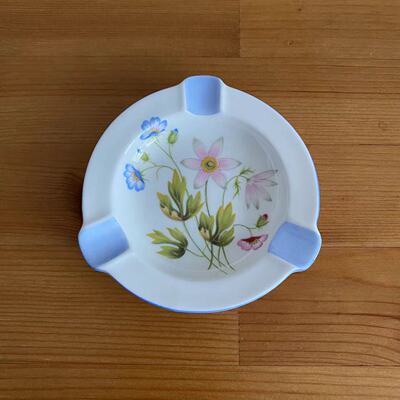 Shelley 雪莱 中古收藏英国骨瓷花卉桌面装饰小烟缸 摆件小瓷碟