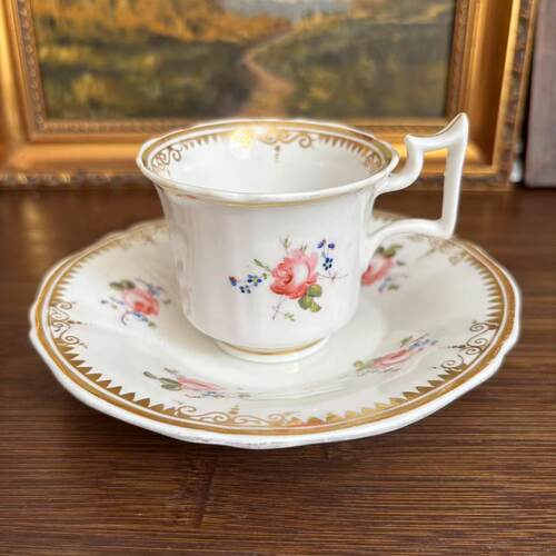 Old Paris 19世纪法国老巴黎瓷器 鎏金花卉咖啡杯 古董收藏茶杯