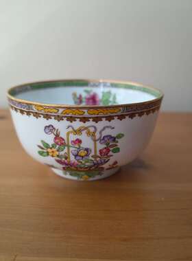 Spode Copelands 英国早期手绘中国风珐琅彩瓷糖碗 西洋瓷碗摆件