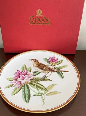 Spode 斯波德 Garden Birds花园鸟原盒描金收藏盘 英国孤品纪念碟