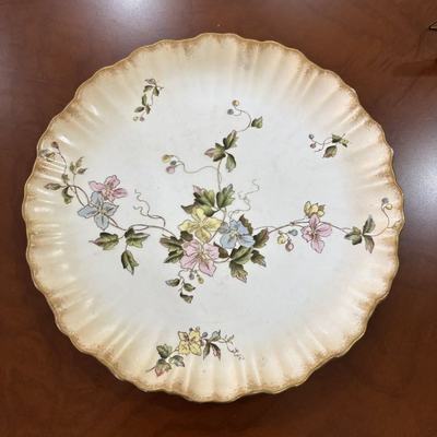 W&R 卡尔顿瓷厂 Carlton 英国19世纪古董手绘花边纹饰盘 花卉赏盘