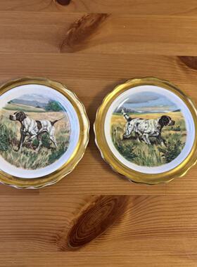 Royal Grafton 皇家格拉夫顿 英国中古收藏 猎犬鎏金花边装饰小碟