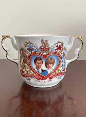Elisabethan 伊丽莎白 1981年英国皇家婚礼双耳收藏杯 描金纪念杯
