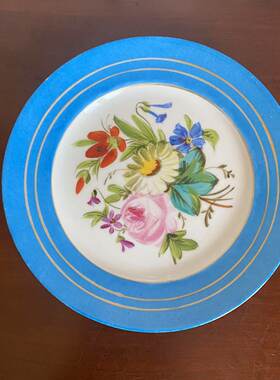 Minton 明顿 19世纪末 古董手绘赏盘 花卉描金老瓷盘 收藏装饰碟