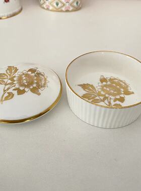 Wedgwood 韦奇伍德 Gold Tonquin 金色花卉首饰盒 骨瓷描金瓷罐