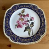 斯波德 玄关摆件瓷碟 Melford 收藏碟描金花卉盘 挂盘 Rose Spode