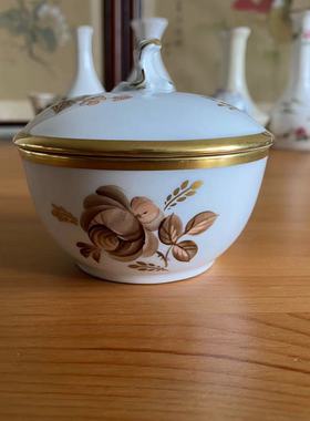 Royal Copenhagen 丹麦皇家哥本哈根 1958年鎏金手绘花卉瓷罐盖盒