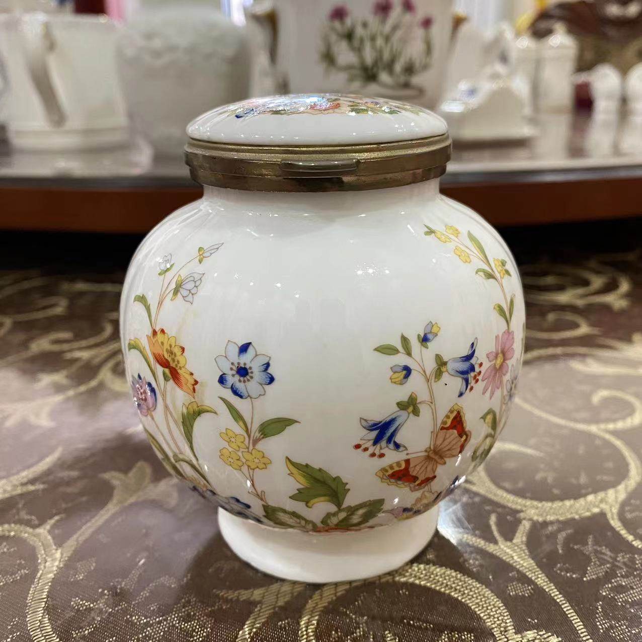AYNSLEY 安兹丽 Cottage Garden 收藏瓷罐摆件 乡村花园中古盖盒,家居饰品,装饰摆件,淘宝优惠券,粉丝福利购,淘宝优惠卷