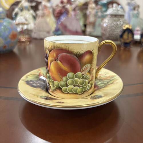 AYNSLEY 安兹丽 Orchard Gold 黄金果园描金浓缩咖啡杯 收藏茶杯