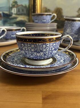 Royal Worcester 伍斯特 1937-41年产皇家百合鎏金青花茶杯咖啡杯