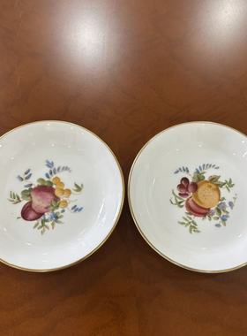 Royal Worcester 皇家伍斯特 1961年手绘描金盘 水果花卉装饰小碟