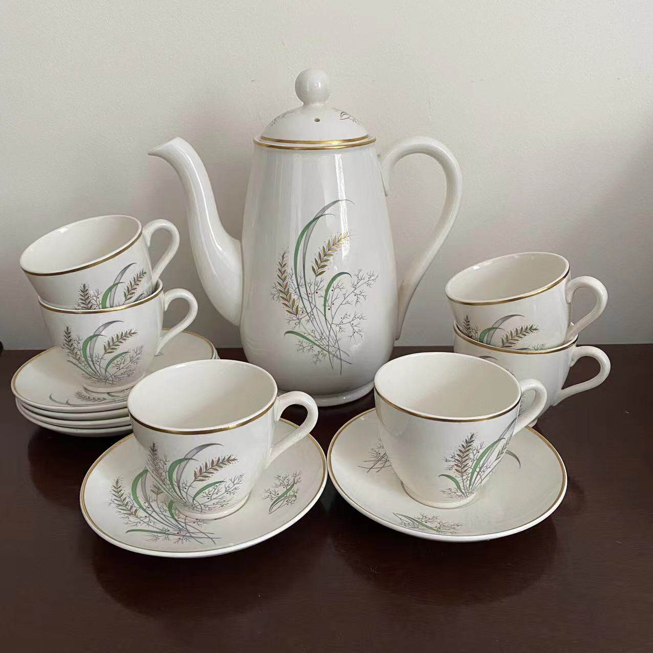 Copeland Spode 斯波德英国中古描金花卉咖啡杯 茶壶收藏下午茶具