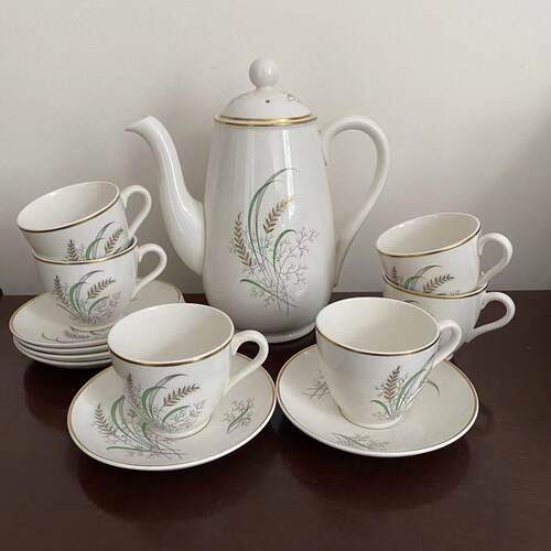 Copeland Spode 斯波德英国中古描金花卉咖啡杯 茶壶收藏下午茶具