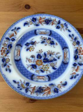 Minton 明顿 19世纪伊万里色青花花卉收藏盘 英国早期古董装饰碟