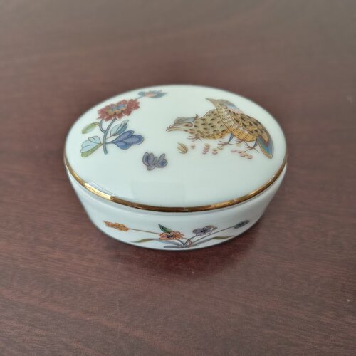 Limoges 利摩日 法国 Haviland 哈维兰花鸟陶瓷小罐 迷你首饰盒