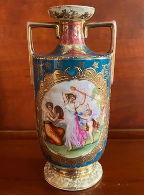 奥地利 Royal Vienna 皇家维也纳 西洋古董收藏手绘花瓶摆件 瓷器