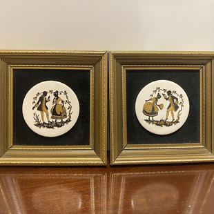 Staffordshire 斯塔福德 英国中古瓷版画 西洋人物摆件瓷片赏画