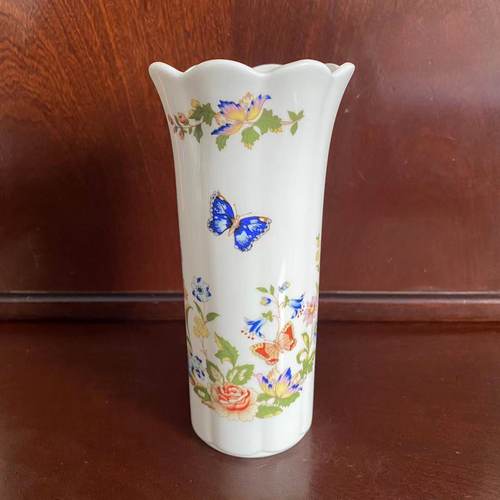 AYNSLEY 安兹丽 COTTAGE GARDEN 花边骨瓷花瓶 英国装饰瓷瓶摆件