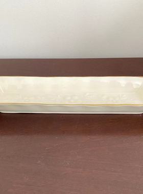 AYNSLEY 安兹丽 Camellia 浮雕乳白长项链盘 稀有素色笔盘 首饰碟